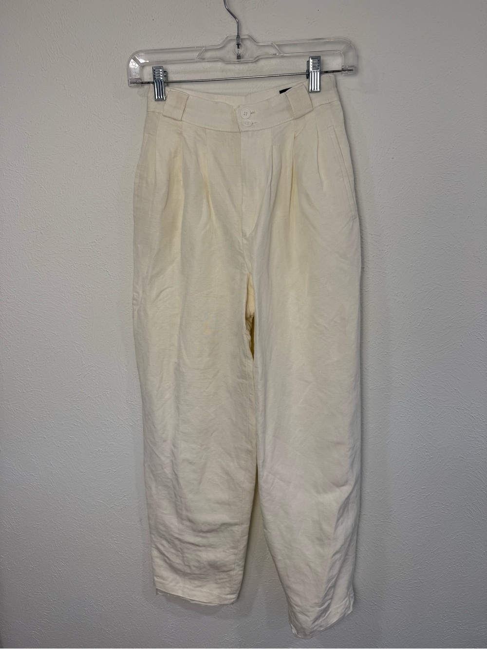 Vintage Giorgio Sant’Angelo Ivory Linen Pleated Trousers Size 4